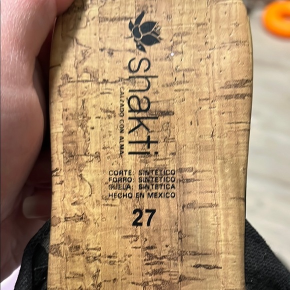 Black Cork Sole Sandals with Thong Straps - Picture 3 of 3